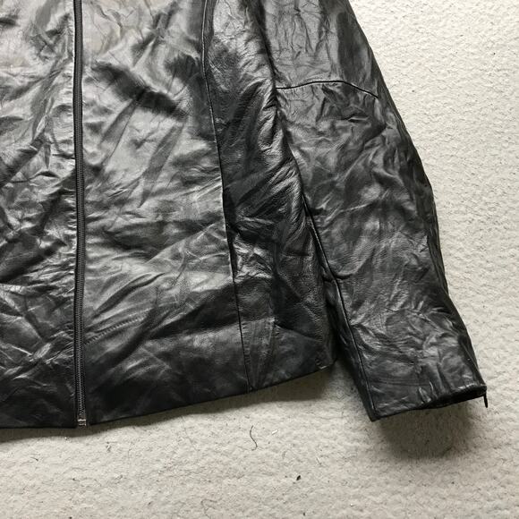 Vintage Pelle Studio Wilsons Lined Collared Jacket Womens Large L Zip Black - Picture 8 of 11
